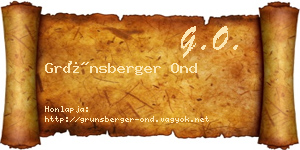 Grünsberger Ond névjegykártya